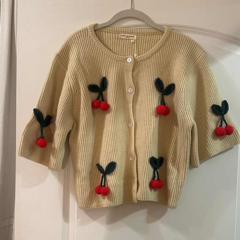 Unique Cherry Embroidered Cardigan